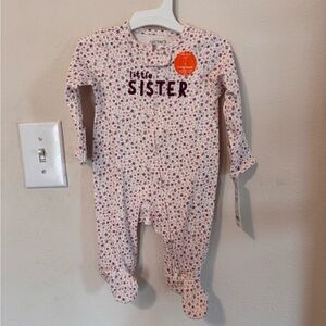 Carter's Pink Floral "Little Sister" Footed One-Piece